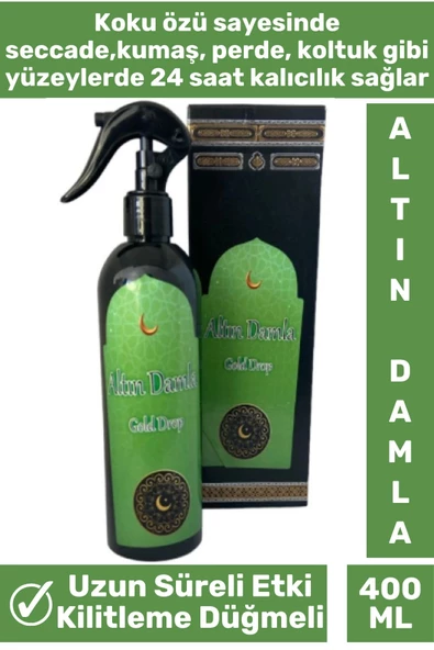 Özel Seri Kilitleme Düğmeli Uzun Süre Etkili Kabe Kokusundan Esinlenmiş Altın Damla Oda Kokusu 400ML