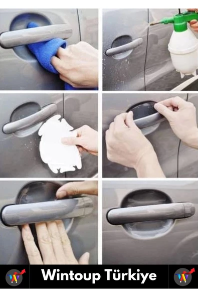 Özel Üretim Otomobil Kapı Yuvası Kapı Kolu Çizilme Aşınma Darbe Koruyucu Film 4'lü Set - 3