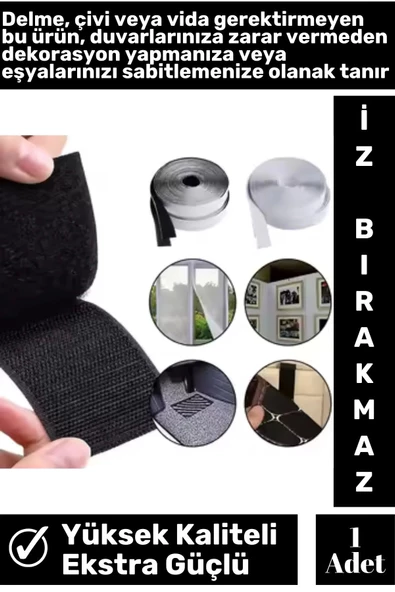 Premium Yüksek Kaliteli İz Bırakmaz Süper Güçlü Çok Amaçlı Cırt Cırtlı Sihirli Bant 2 Metre 1 Adet - 2