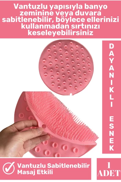 Özel Üretim Dayanıklı Esnek Masaj Etkili Sabitlenebilir Vantuzlu Yuvarlak Sırt Ayak Banyo Kese Matı - 2