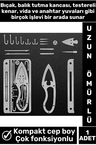 Premium Kompakt Cep Boy Tasarım Yüksek Kaliteli Çelik Çok Fonksiyonlu Hayatta Kalma Balıkçı Kiti - 2