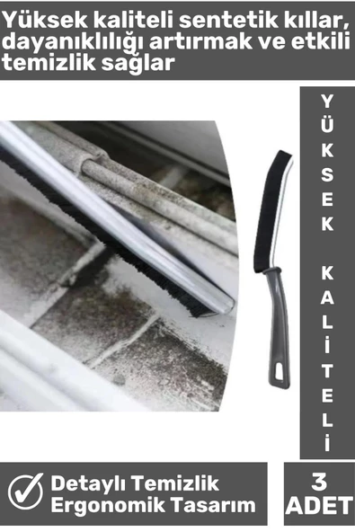 Yüksek Kaliteli Derz İnce Ergonomik Mutfak Banyo Lavabo Otomobil Detaylı Temizlik Fırçası 3 Adet - 2