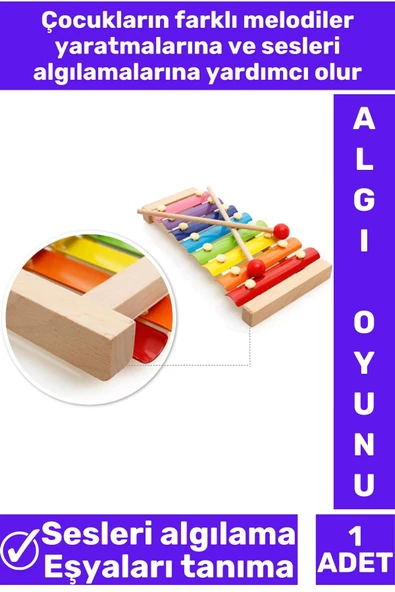 Özel Seri Eğitici Müzik Aletleri Ses Algısı Geliştirici Eğlenceli AHŞAP KSİLOFON AKUSTİK - Resim 2