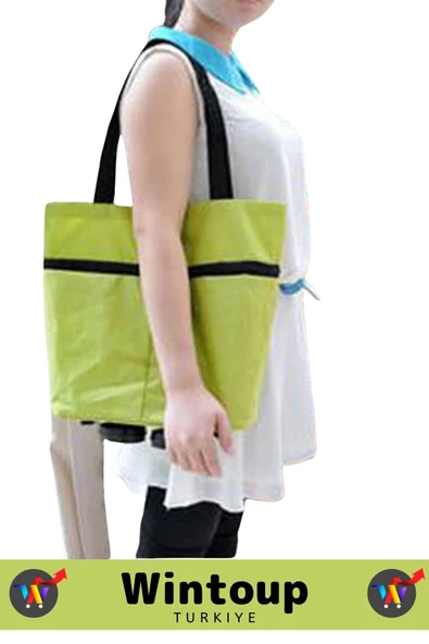 Premium Seri Yüksek Kaliteli Kompakt Katlanabilir Omuz Çantası Tasarımlı Su Geçirmez Pazar Arabası - 5