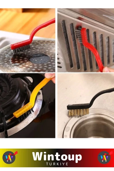 Özel Üretim Yüksek Kaliteli Mutfak Banyo Ocak Detaylı Temizlik 3'lü Sert Tel Fırça Temizlik Seti - 3