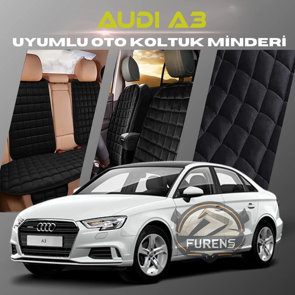 Audi A3 Siyah Renk Tay Tüyü Cepli & Terletmez Sırtlı Oto Koltuk Minder Seti - Koltuk Koruma Kılıfı (ÖN & ARKA TAM SET) ürün görseli 1