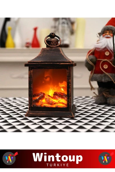 Özel Gerçekçi Ateş Görünümlü Ev Ofis Kullanım Dekoratif Hediyelik Pilli Kablolu Şömine Ledli Lamba - 2