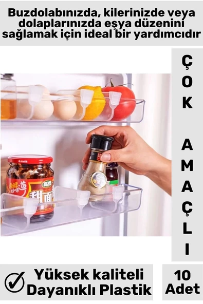 Yüksek Kaliteli Kompakt Dayanıklı Plastik Buzdolabı Kilim Dolap İçi Çok Amaçlı Raf Ayırıcı 10 Adet - 2