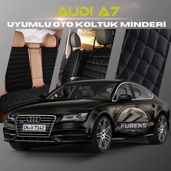 Audi A7 Siyah Renk Tay Tüyü Cepli & Terletmez Sırtlı Oto Koltuk Minder Seti - Koltuk Koruma Kılıfı (ÖN & ARKA TAM SET) ürün görseli 1