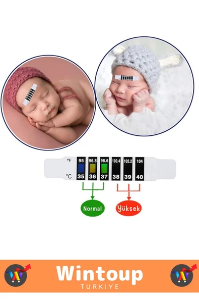Özel Üretim Tüm Yaşlar İçin Uygun Şerit Bükülebilir Tek Kullanımlık Çocuk Bebek Ateş Ölçer 5 Adet - 3