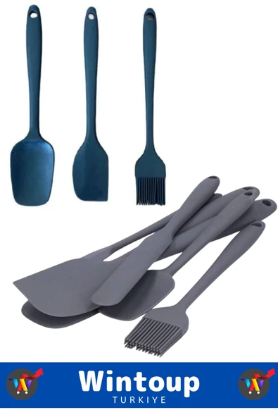 Özel Seri Gıda Sınıfı BPA İçermeyen Mutfak Yemek Hazırlık Pratik 6 Parça Silikon Spatula Fırça Seti - 4