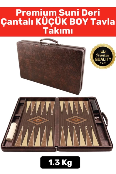 Premium Yüksek Kaliteli Tam Suni Deri Kaplama Fermuarlı Çantalı Akrilik Pullu Küçük Boy Tavla Takımı