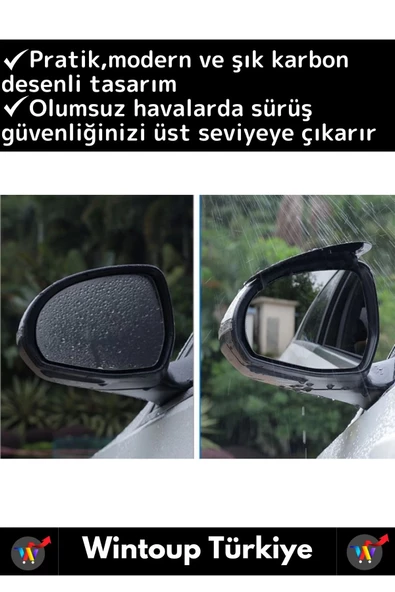 Premium Yüksek Kaliteli Otomobil Ayna Yağmur Koruyucu Karbon Desenli Otomobil Yan Ayna Siper 2 Çift - 2