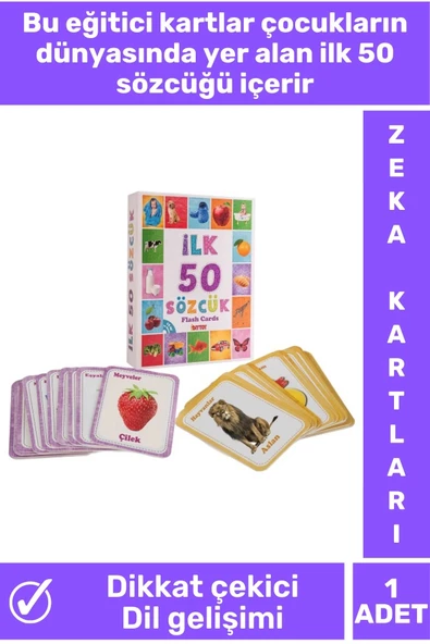 Özel Seri Dil Bilgisi Geliştirici Renk Tanım Hafıza Geliştirici Eğlenceli Eğitici İLK 50 SÖZCÜK - Resim 2