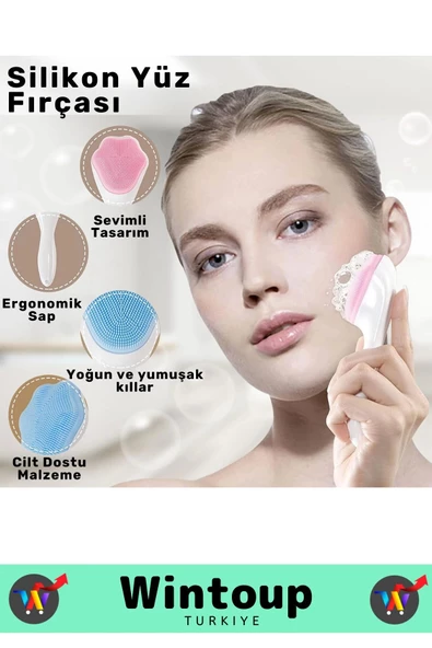Özel Ergonomik Saplı Masaj Etkili Sevimli Tasarım Cilt Bakım Yüz Makyaj Temizleme Peeling Fırçası - 3
