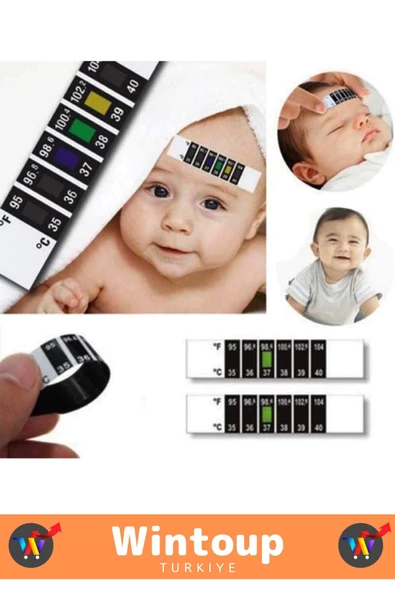 Özel Üretim Tüm Yaşlar İçin Uygun Şerit Bükülebilir Tek Kullanımlık Çocuk Bebek Ateş Ölçer 5 Adet - 4