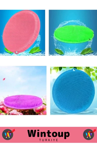 Özel Üretim Dayanıklı Esnek Masaj Etkili Sabitlenebilir Vantuzlu Yuvarlak Sırt Ayak Banyo Kese Matı - 4