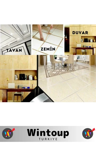 Yüksek Kaliteli Kendinden Yapışkanlı Duvar Karo Zemin 5 Mt X 0.5 Cm Gri Fayans Arası Şerit Bant 4 Ad - Resim 3