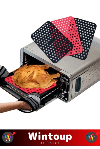 Özel BPA Free Isıya Dayanıklı Kolay Temizlenir Airfryer Fırın Esnek Silikon Pişirme Kağıdı 4 Adet - 4