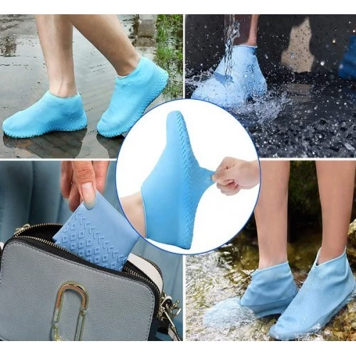 SİYAH Silikon Yağmur Koruyucu Ayakkabı Kılıfı Kaymaz Su Kir Geçirmez (LARGE  38-41 NUMARA) - 2