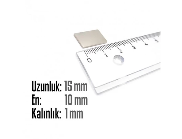 Neodyum Mıknatıs Köşeli  15x10mm , Kalınlık 1 mm ( 5 Adet) - 2