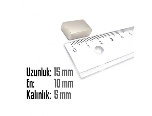 Neodyum Mıknatıs Köşeli  15x10mm , Kalınlık 5 mm ( 5 Adet) - 2