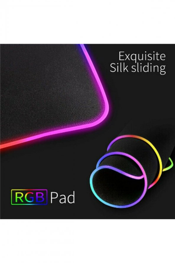 RGB Siyah Oyuncu Mousepad Işıklı 70*30 Mouse Pad - 3