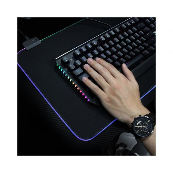 RGB Siyah Oyuncu Mousepad Işıklı 70*30 Mouse Pad - 4