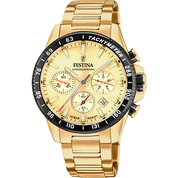 Festina F20634/6 Quartz Çelik Altın Rengi 10 ATM 45 mm Erkek Kol Saati