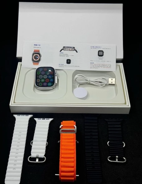 Ultra 2 Watch 7 Akıllı Kol Saati Titanyum 3 Kordonlu