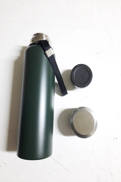 Periboia Çift Kat Paslanmaz Çelik Bardaklı 750 ml Taşıma Şeritli Termos Kamp Bebek Mama Termosu -8690 - 2