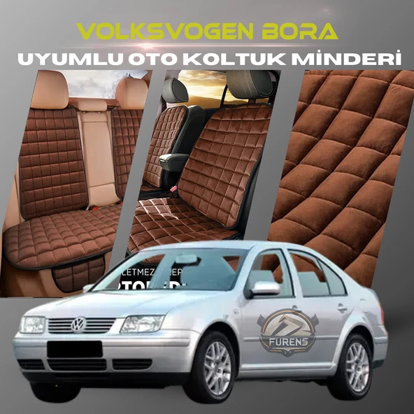 Volksvogen Bora Kahverengi Renk Tay Tüyü Cepli & Terletmez Sırtlı Oto Koltuk Minder Seti - Koltuk Koruma Kılıfı (ÖN & ARKA TAM SET) ürün görseli 1