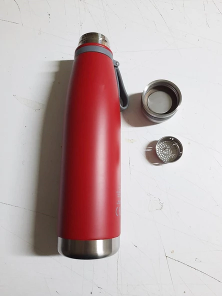Periboia Çift Kat Paslanmaz Çelik Bardaklı 850 ml Taşıma Şeritli Termos Kamp Bebek Mama Termosu-8691 - 4