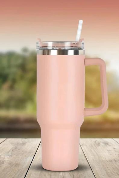 Periboia Pipetli Çelik Termos Bardak 1,2 Lt – Araç Bardaklığına Sığar - 8660 - 3