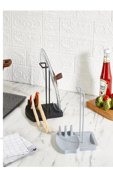 Periboia 1 Adet Tencere Kapak ve Kepçe Düzenleyici Tencere Kapak Tutucu Stant