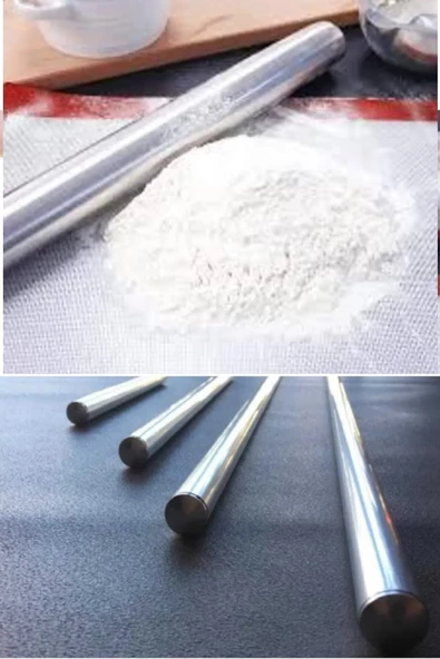 Periboia 1 Adet Küçük Boy (60 Cm) Alüminyum Paslanmaz Oklava Hamur Yufka Açma Oklavası - 2