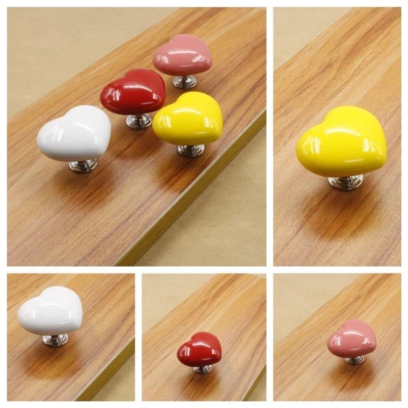 Periboia 4 Adet Kalp Şekilli Yapışkanlı Çekmece Tutucu Dolap Gardırop Tutacak Kapı Pencere Çekmece Kulp - 2