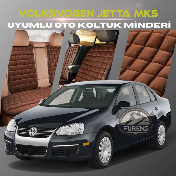 Volksvogen Jetta Mk5 Kahverengi Renk Tay Tüyü Cepli & Terletmez Sırtlı Oto Koltuk Minder Seti - Koltuk Koruma Kılıfı (ÖN & ARKA TAM SET) ürün görseli 1