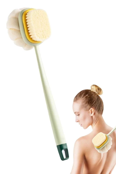 Periboia İki Taraflı Uzun Saplı Fırçalı Banyo Vücut Sırt Fırçası Banyo Lifi - 4