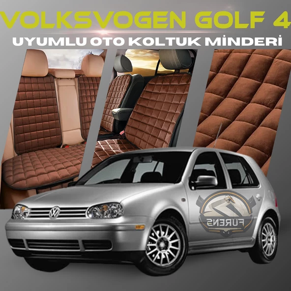 Volksvogen Golf 4 Kahverengi Renk Tay Tüyü Cepli & Terletmez Sırtlı Oto Koltuk Minder Seti - Koltuk Koruma Kılıfı (ÖN & ARKA TAM SET) - 1