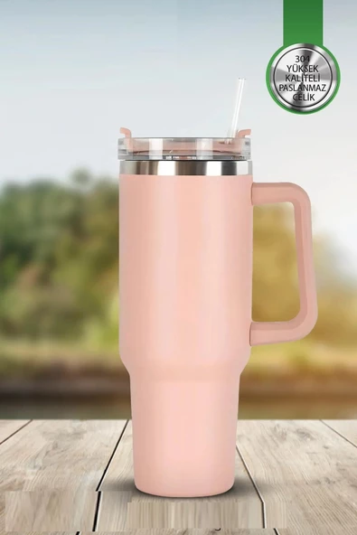 Periboia Pipetli Çelik Termos Bardak 1,2 Lt – Araç Bardaklığına Sığar - 8660 - 4