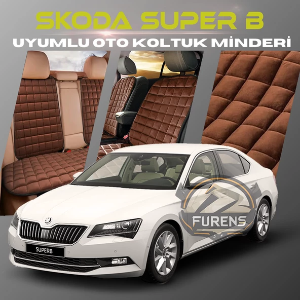 Skoda SuperB Kahverengi Renk Tay Tüyü Cepli & Terletmez Sırtlı Oto Koltuk Minder Seti - Koltuk Koruma Kılıfı (ÖN & ARKA TAM SET) ürün görseli 1