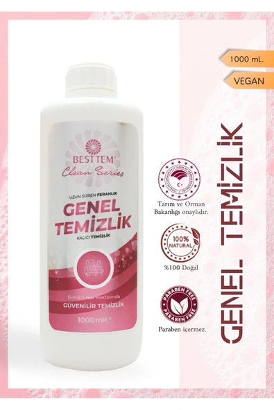 BESTTEM GENEL TEMİZLİK KALICI KOKU MOBİLYA AYNA KAPI LAMİNANT TEMİZLEYİCİ %100 BİTKİSEL 1000ML