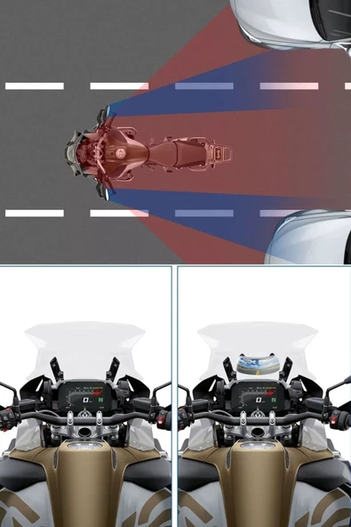 Periboia Motosiklet İçin Islanmaya Dayanıklı Geniş Açı ve Kör Nokta Aynası Vizörü - 2