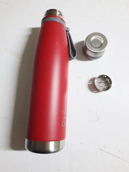 Periboia Çift Kat Paslanmaz Çelik Bardaklı 850 ml Taşıma Şeritli Termos Kamp Bebek Mama Termosu-8691 - 2