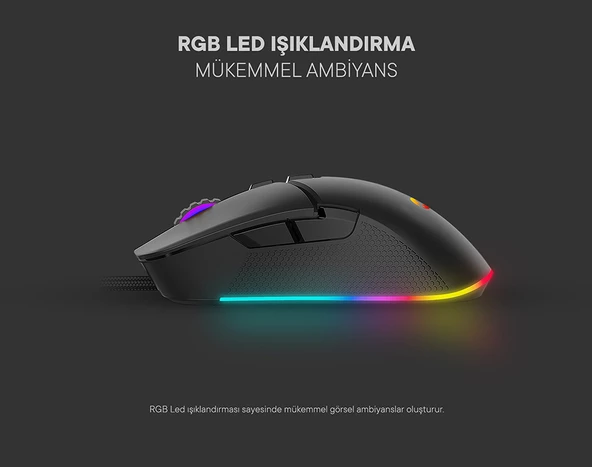 Everest SM-G05 X-RACER Usb Siyah 6400dpi RGB Ledli Gaming Oyuncu Mouse - 3