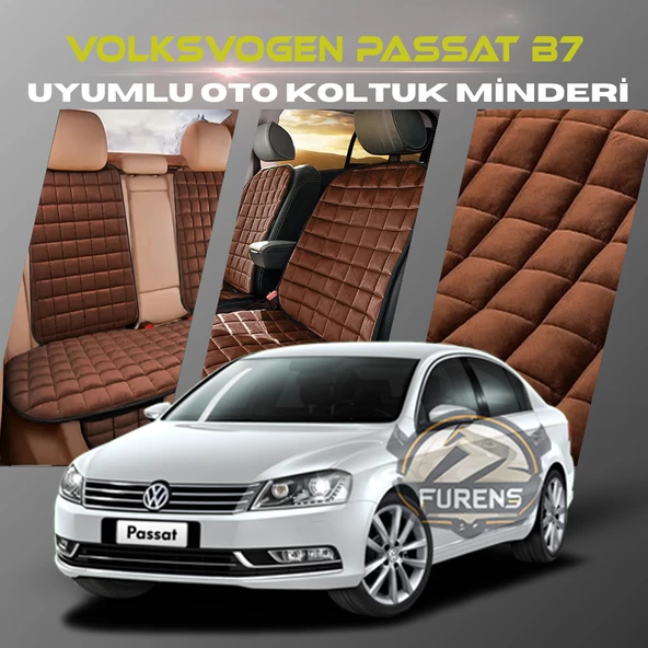 Volksvogen Passat B7 Kahverengi Renk Tay Tüyü Cepli & Terletmez Sırtlı Oto Koltuk Minder Seti - Koltuk Koruma Kılıfı (ÖN & ARKA TAM SET) ürün görseli 1