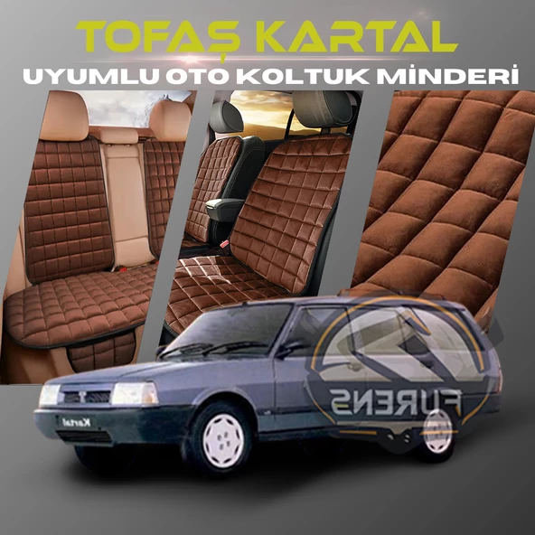 Tofaş Kartal Kahverengi Renk Tay Tüyü Cepli & Terletmez Sırtlı Oto Koltuk Minder Seti - Koltuk Koruma Kılıfı (ÖN & ARKA TAM SET) ürün görseli 1