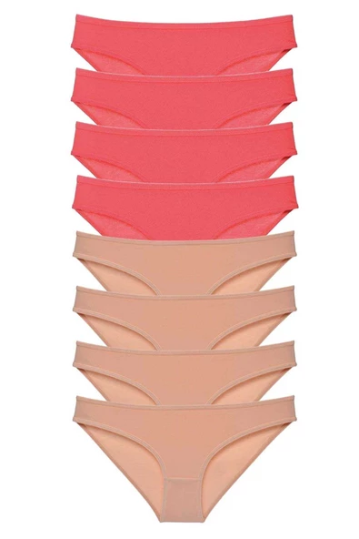 8 adet Süper Eko Set Likralı Kadın Slip Külot Fuşya Ten ürün görseli