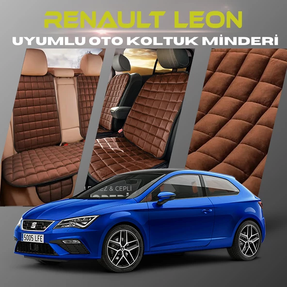 Seat Leon Kahverengi Renk Tay Tüyü Cepli & Terletmez Sırtlı Oto Koltuk Minder Seti - Koltuk Koruma Kılıfı (ÖN & ARKA TAM SET) ürün görseli 1